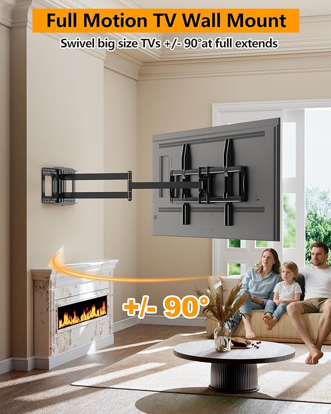 FORGING MOUNT 43–110 inch Long Arm Full Motion TV Wall Mount Holds 176 lbs, VESA 900x600mm, 42.8″ Long Extension for Screen Centered on Living Room,Heavy Duty TV Mount, Tilt, Fits 12″/16″/24″ Studs,