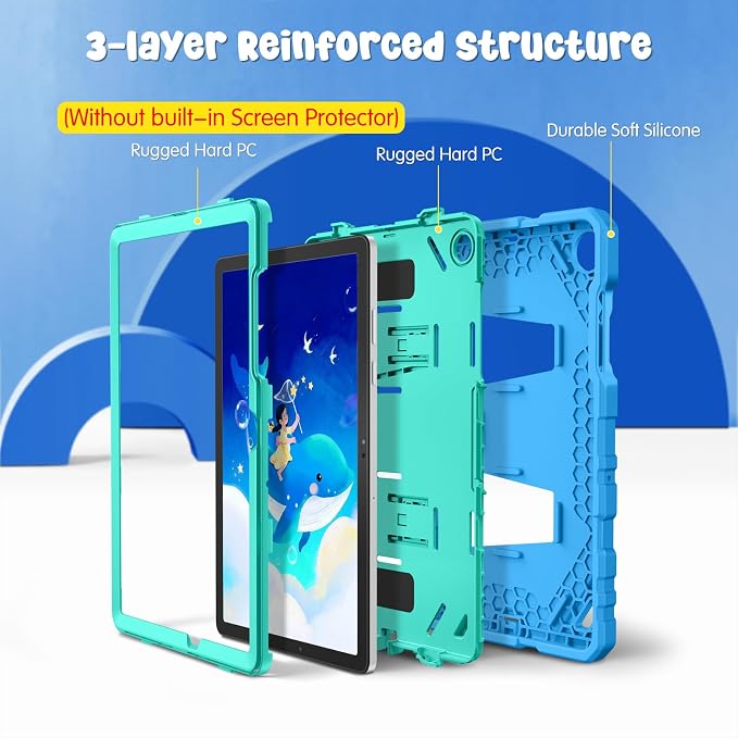 Fintie Kid-Friendly Case for Samsung Galaxy Tab A11+/A9+ 11'' Black | Rugged Shockproof Case Kickstand &amp Shoulder Strap Adjustable Stand 3-Layer Drop Protection for Learning &amp Travel