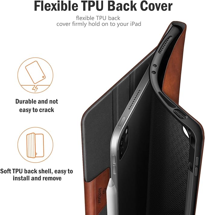 Antbox Case for iPad Pro 12.9'' 6th/5th/4th/3rd Generation Black | Built-in Pencil Holder Auto Sleep/Wake Function PU Leather