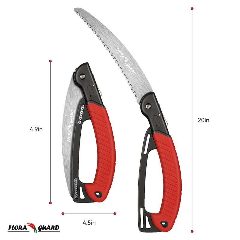 FLORA GUARD 10-Inch Folding Hand Saw, Heavy Duty Pruning Saw with Multi-Level Razer Teeth for Wood Cutting, Tree Trimming, Professional Camping Gardening Tools