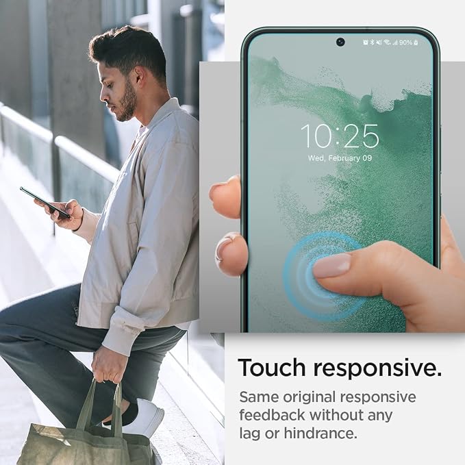 Spigen GlasTR EZ FIT Tempered Glass Screen Protector for Galaxy S22 Plus | 9H Hardness Tempered Glass Easy Installation Kit Case-Friendly Crystal Clear Touch Responsive Oleophobic Coating