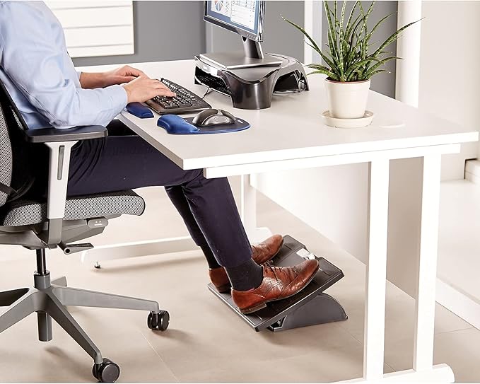 Fellowes Office Suites Metal Adjustable Foot Rest (8032201), Black, Metal