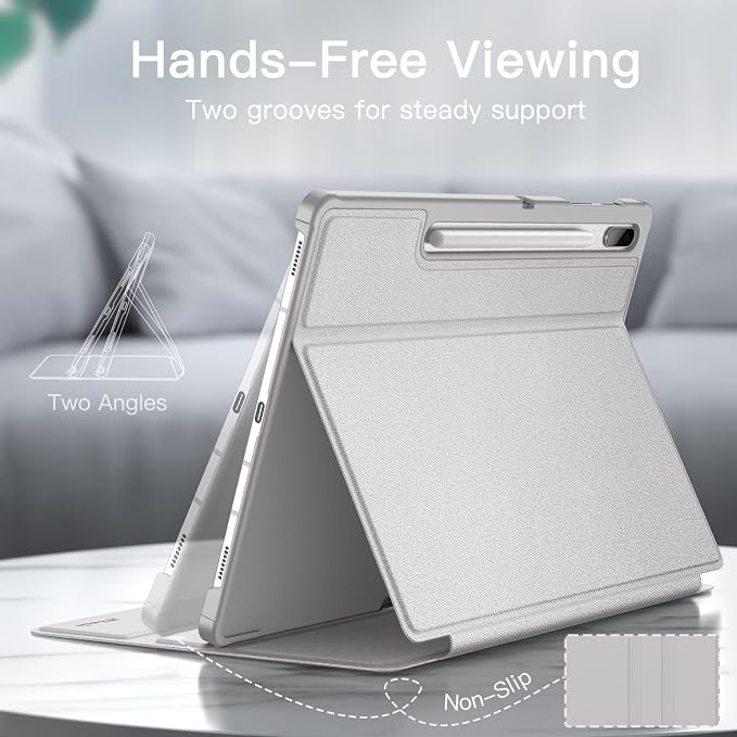 JETech Folio Case for Samsung Galaxy Tab S8 Plus/S7 FE/S7 Plus 12.4 Black | For 2022/2021/2020 Model Multi-Angle Stand Cover S Pen Holder Slim Protective Cover Auto Wake/Sleep