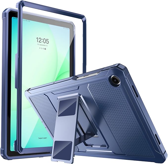 MoKo Shockproof Case Fit Samsung Galaxy Tab A11+ Plus/ A9+ 11 Inch | Full Body Rugged Stand Back Cover with Built-in Screen Protector for Galaxy Tab A11+/ A9+ Tablet Light Gray