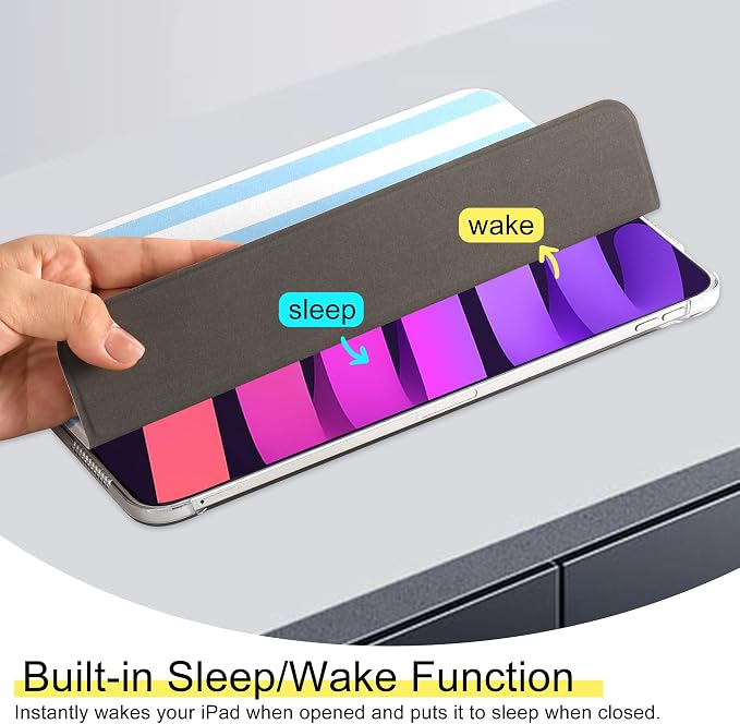 for iPad Air 11-inch M4 2026 M3 2025 M2 2024 iPad Air 5th 2022 / 4th Gen 2020 10.9-inch Slim Foldable Stand Hard PC Translucent Back Shell Smart Cover - [Auto Wake/Sleep]-Black Polka dots