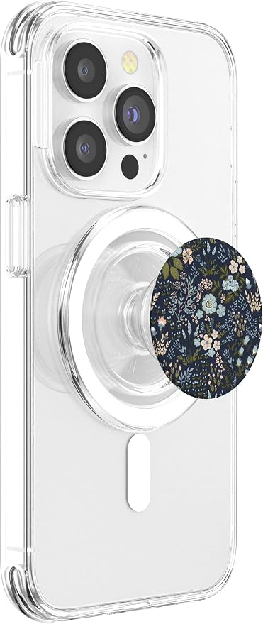 Navy Blue and Pink Floral Flower Print PopSockets Adhesive PopGrip