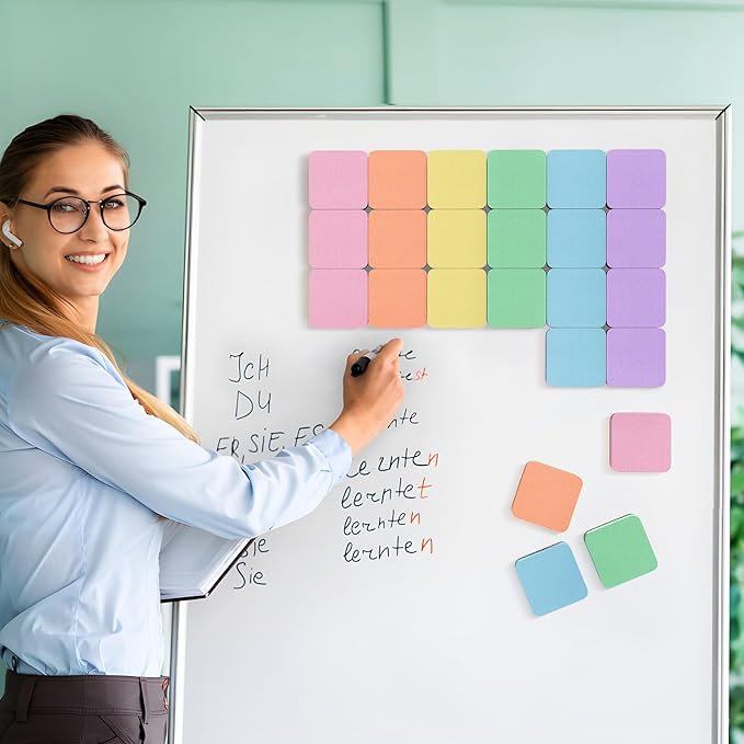 MaxGear Whiteboard Erasers Magnetic, 36 Pack Mini Dry Erase Erasers for Chalkboard, Strong Cleaning White Board Erasers Bulk for Office Classroom, Magnetic Backing, 6 Macaron Color, 2 x 2 x 0.6 Inch