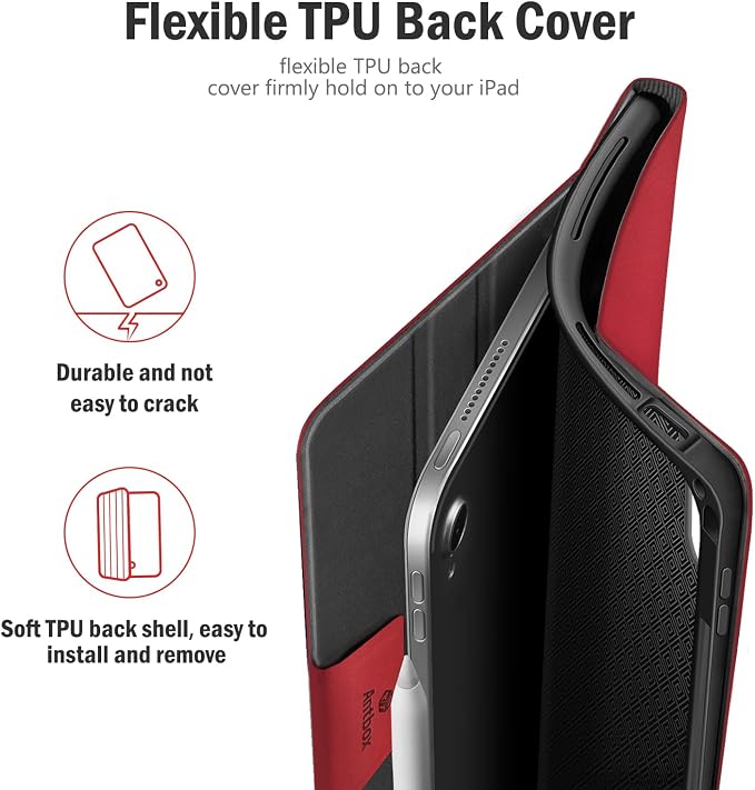 Antbox for iPad Air 13 Inch Case 2026 M4 /2025 M3 /2024 M2 Black | Built-in Pencil Holder Supports Pencil Pro and Pencil (USB-C) Auto Sleep/Wake PU Leather iPad Air 13'' Cover