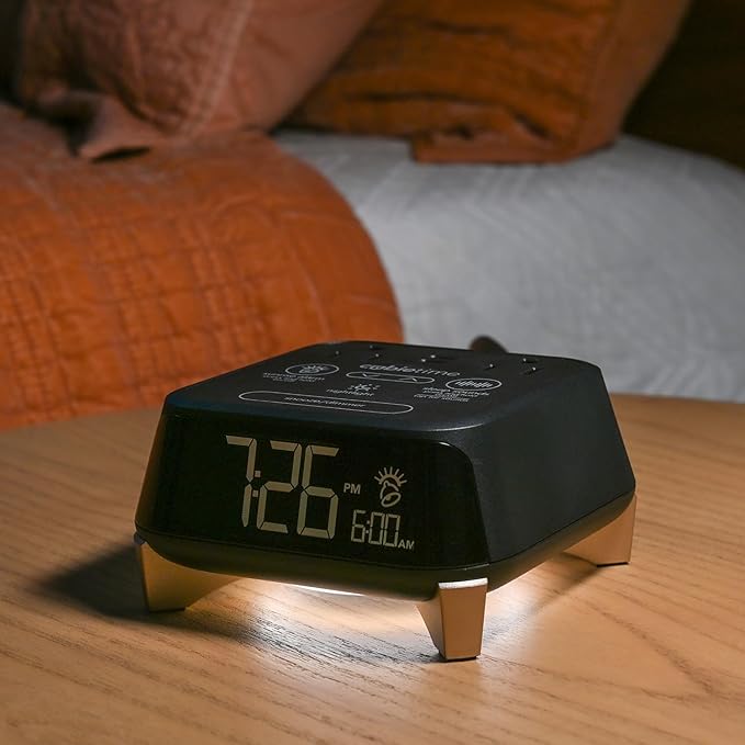 Brandstand CubieTime Zen | Alarm Clock Charger with White Noise and Sunrise Alarm | 2 USB-C Ports | 2 Tamper Resistant Outlets | Night Light