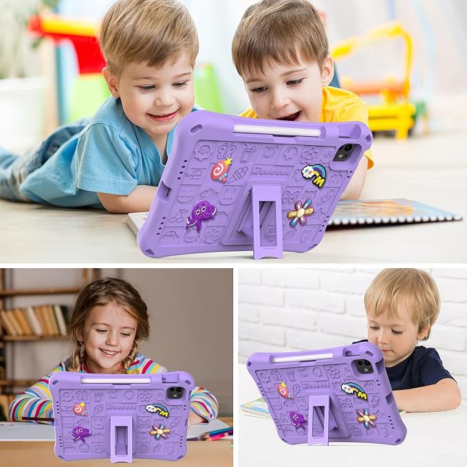 Case for iPad 10.2 Inch 2021/2020/2019/ iPad Pro 10.5 Inch/Air 3rd Gen (2019) Shoulder Strap Kickstand Children Friendly Anti-Scratch Shockproof Case Lightpurple