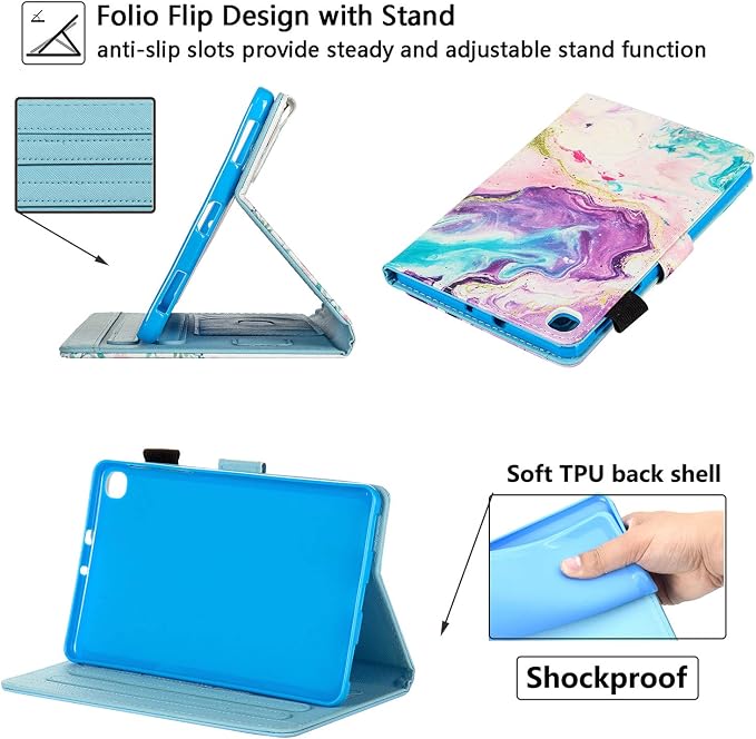 for Galaxy Tab A 8.4 Case 2020 Model (SM-T307/T307U) with Pencil Holder Pockets Multi-Angle Viewing Folio Stand PU Leather Shockproof TPU Cover for Samsung Tab A 8.4 T307 Black Rose Flower