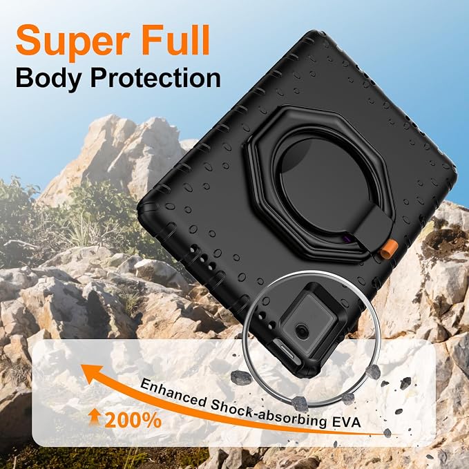 for Lenovo Idea Tab Plus Case 12.1 2025 with 360° Rotating Stand Handle and Pencil Holder New EVA Shockproof Cover for Kids Adults Home School Office Outdoor Black