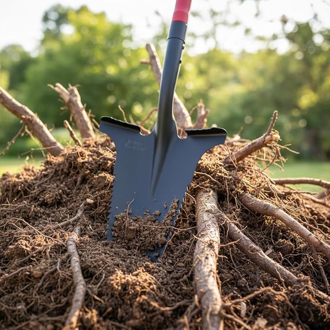 Root Slayer by Radius Garden RS220-001 Heavy Duty Serrated Steel Spade Shovel