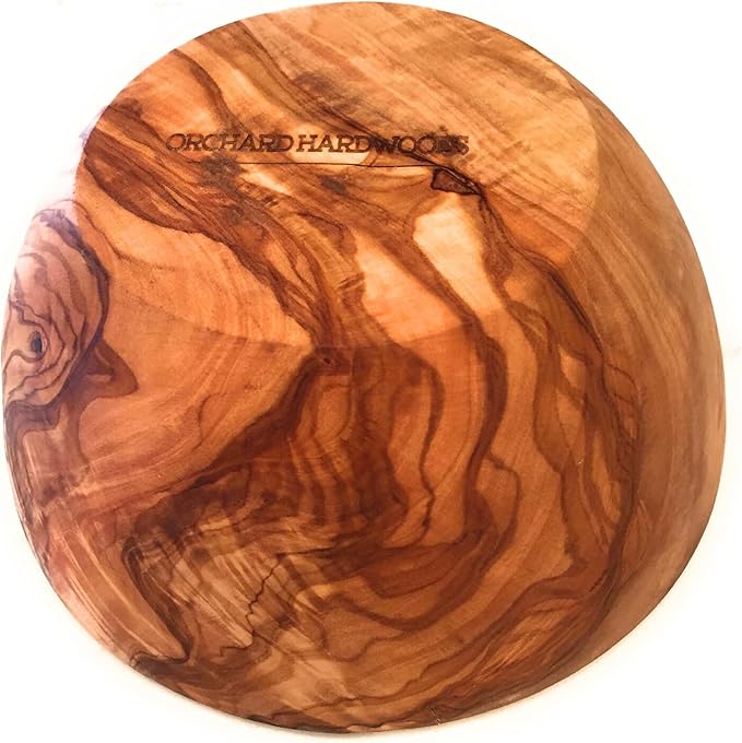 7" Artisan Olive Wood Serving Bowl/Mini Bowl Farmhouse Décor Serveware for Fruit, Snacks, Salad, Dips, Keys, Potpourri. In Sm 6", Med 7", Lg 8", XL 11", XXL 12". (Medium 7 inch)