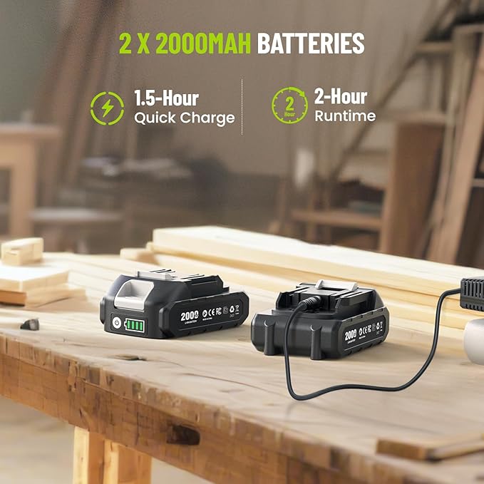 Impact Driver: 21V 1/4" Hex Cordless Impact Driver, 230N.m (2,035in-lbs) Brushless Impact Driver Drill Set, 20Psc Screwdriver Bits, 2.0 Ah Battery, Variable Speed for DIY and Automotive