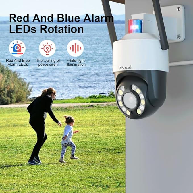JideTech 5MP 5X Zoom Wi-Fi IP PTZ Camera,Night Vision Human Vehicle Detection AutoTracking Sound and Light Alarm,Two-Way Voice, Outdoor Wireless PTZ Camera,CamHipro