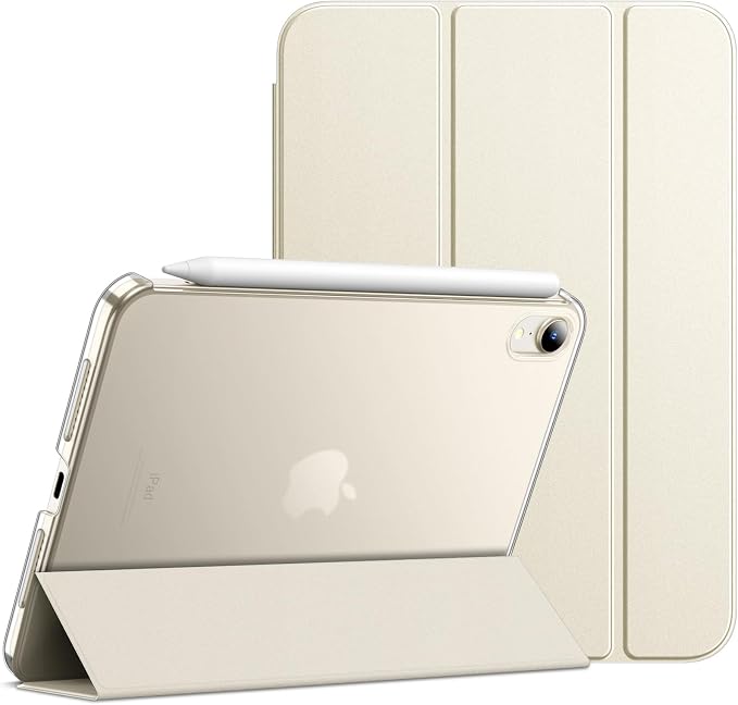 JETech Case Cover for iPad mini A17 Pro/6th Gen (2024/2021) Blue | Slim Translucent Back Design Tri-Fold Stand Auto Wake/Sleep Lightweight Shockproof Protection