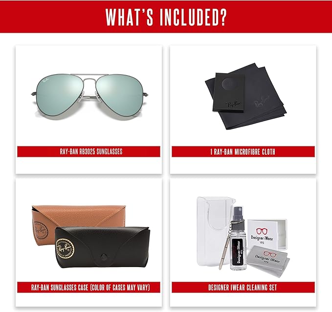 Ray-Ban RB3025 Metal Aviator Sunglasses For Men For Women +BUNDLE with ACCESSORY EYEWEAR KIT