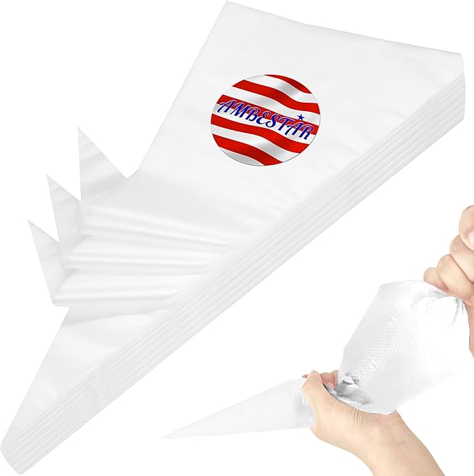 25 Inch Extra Large Piping Bags, AMBESTAR 200 Pieces Thick Disposable Anti Burst Icing Bags, Heavy Duty Icing Piping Bags Chocolate Royal Cupcake Cream Frosting Decorating Baking Supplies