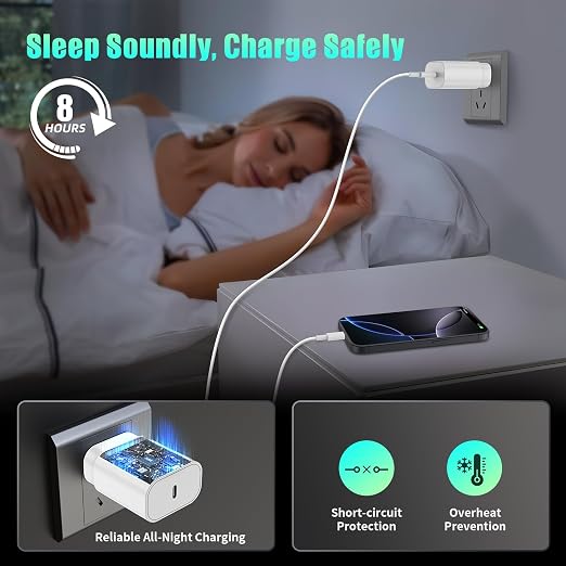 USBC Charger Block for iPhone 16 15 Pro Max Plus Charger Fast Charging30w Usb-C Fast Charger Adapter 6+10Ft USB Type C to USB C Cable for I Phone 16 15 ProMax Plus iPad Pro Air Mini-30 Watt Certified