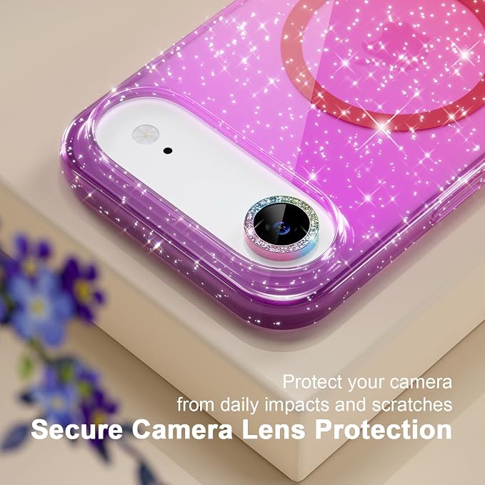 Choiche for iPhone 15 Pro Max Case Compatible with MagSafe Glitter Black | Women Girly Cute Glitter Sparkly Magnetic Phone Case with Diamond Camera Lens Protectors Military-Grade Drop Protection 6.7