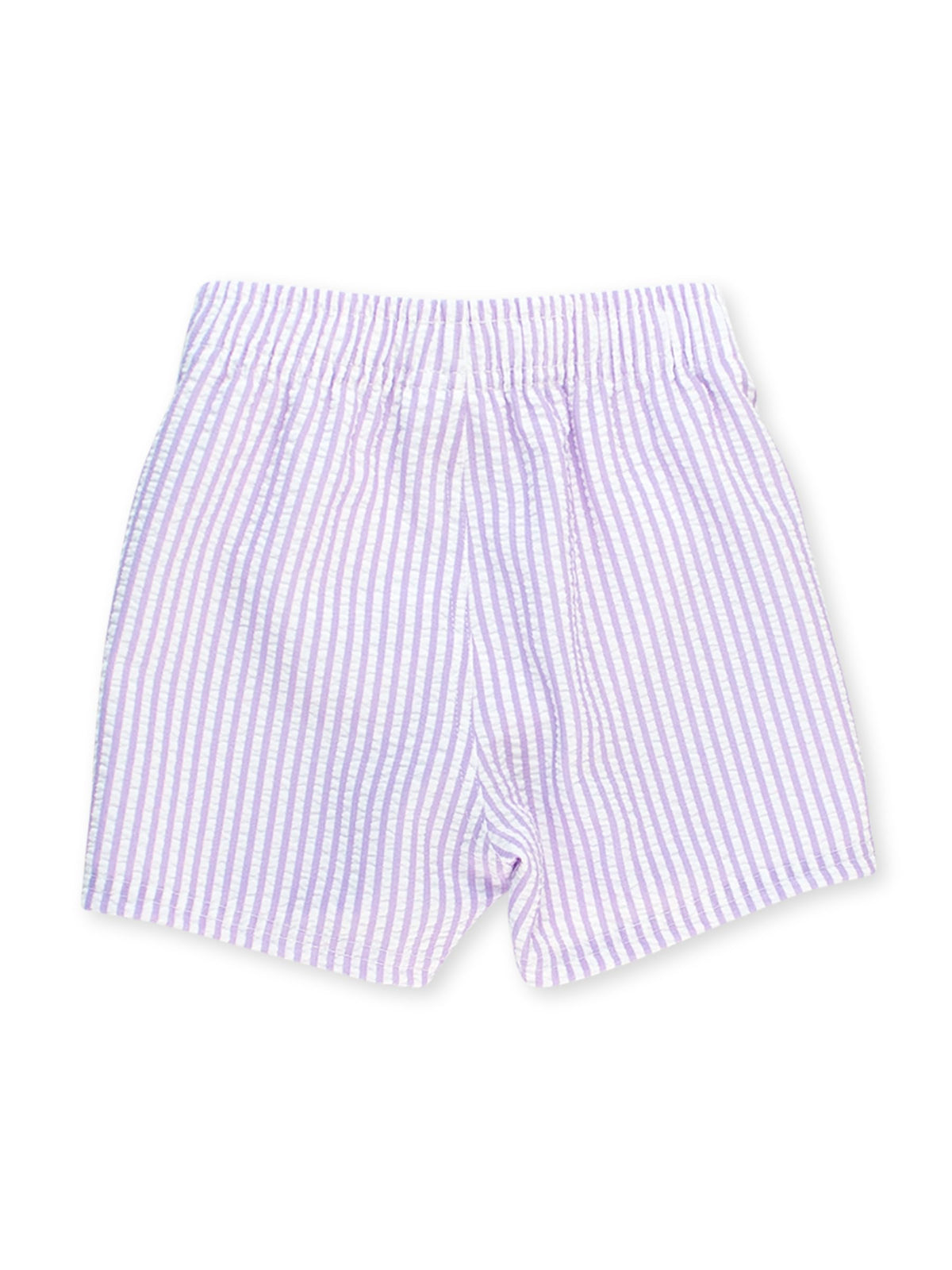 RUGGEDBUTTS Boys UPF50+ Sun Protection Seersucker Swim Trunks - Lavender Seersucker, 7