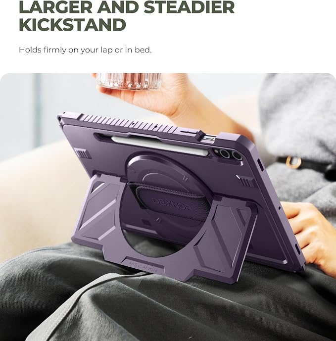 Dexnor Case for Samsung Galaxy Tab A11+/A11 Plus 11 inch 2025 Rugged Protective Case with 360° Rotating Hand Strap &amp Large Steady Stand &amp Screen Protector Shockproof Full-Body Bumper Cover B