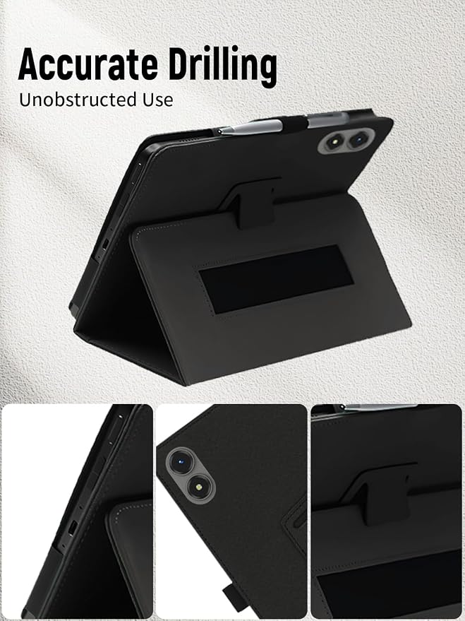 Case for TABWEE T50 11 Inch Tablet (Black) | PU Leather Folding Cover with Pen Holder and Wrist Strap Business Travel Portable