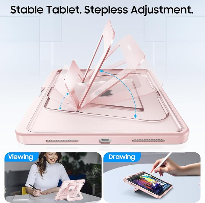 Fintie Shockproof Case for iPad (A16) 11th Gen 11-in iPad 10th Gen 10.9 | Slim Frosted Hard Back Cover Multi-Angle Viewing Built-in Kickstand &amp Pencil Holder Anti-Scratch Black