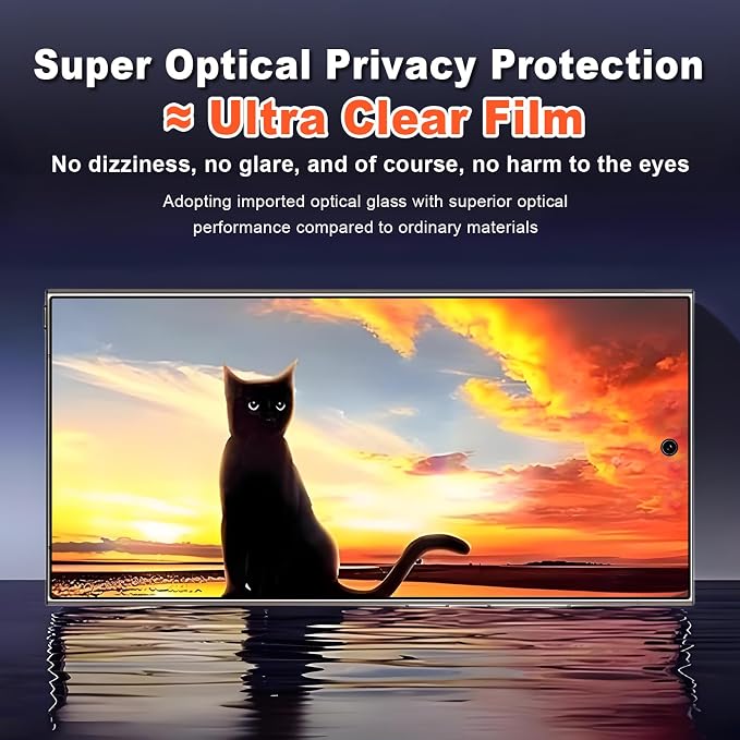 [2+1 Pack Privacy Screen Protector+Instant paste warehouse for Samsung Galaxy S24 Ultra|Anti-Spy Tempered Glass with Fingerprint Unlock Support Anti-Scratch 9H Hardness &amp Easy Installation