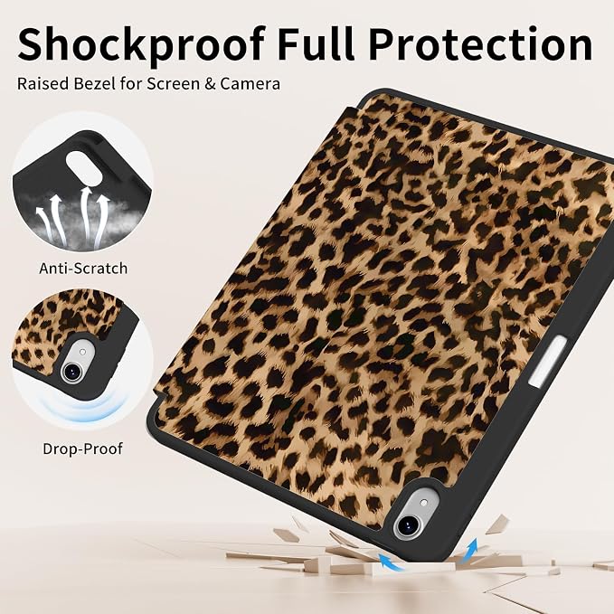 Case for iPad 11th Generation A16 Chip (2025) iPad 10th Generation Case 10.9-inch (2022) Trifold Stable Stand Protective Soft TPU Back Cover with Pencil Holder Black
