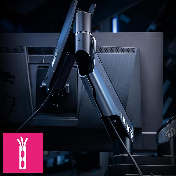 MSI MPG MT201DR V2-Premium RGB Dual Monitor Stand Arms,17-35" Support,VESA Compatible,Adjustable Heavy Duty Gas Spring Mount,44 lbs per Screen Capacity,Clamp&Grommet,Quick Release Plate-Gray
