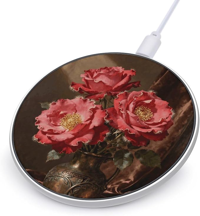 Bean-Rose Red Wireless Charger Magnetic Phone Induction Charger 10w Fast Wireless Charging Station Compatible with iPhone 17 16 15 14 13 12 Pro Max Samsung Galaxy S25 S24 S23
