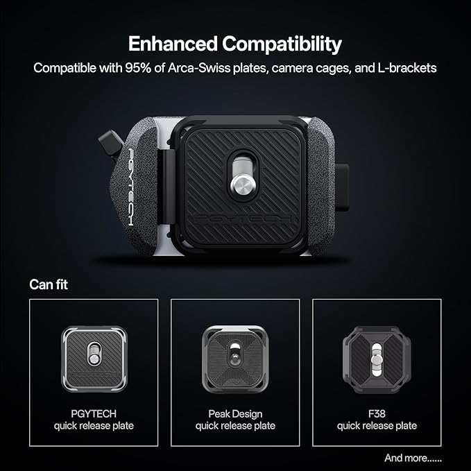 PGYTECH Quick Release Clamp V2, Compatible for Arca Swiss Plate Camera Mount Adapter with 1/4" to 3/8" Screw Thread for Tripods/Gimbals/Sliders/Stabilizers(Only Clamp)