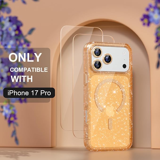 Choiche for iPhone 15 Pro Max Case Compatible with MagSafe Glitter Black | Women Girly Cute Glitter Sparkly Magnetic Phone Case with Diamond Camera Lens Protectors Military-Grade Drop Protection 6.7