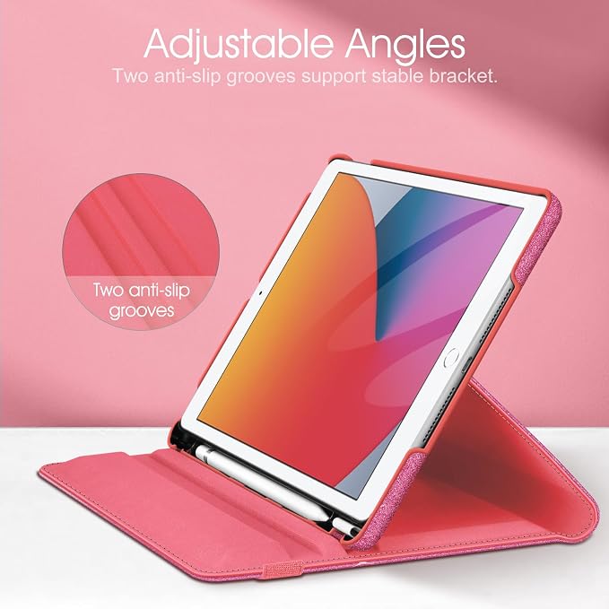 Fintie 360° Rotating Case for iPad 9th / 8th / 7th Generation 10.2 Inch | Swivel Stand Portrait &amp Landscape Viewing Shockproof Cover with Pencil Holder Auto Wake/Sleep Aqua Wave