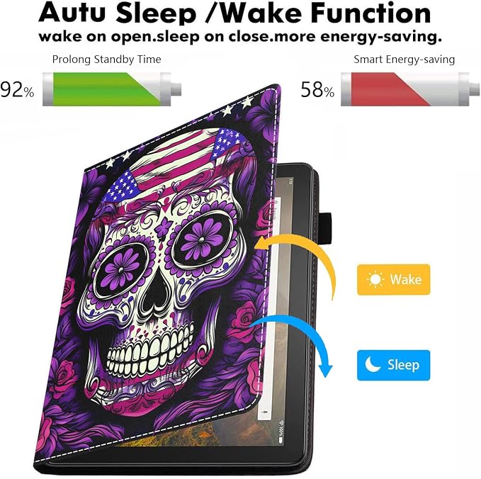 Case for Amazon Kindle Fire HD 10 Tablet 10.1 (9th/7th Generation 2019/2017 Release) - PU Leather Folio Case with Smart Auto Wake/Sleep African American Girl
