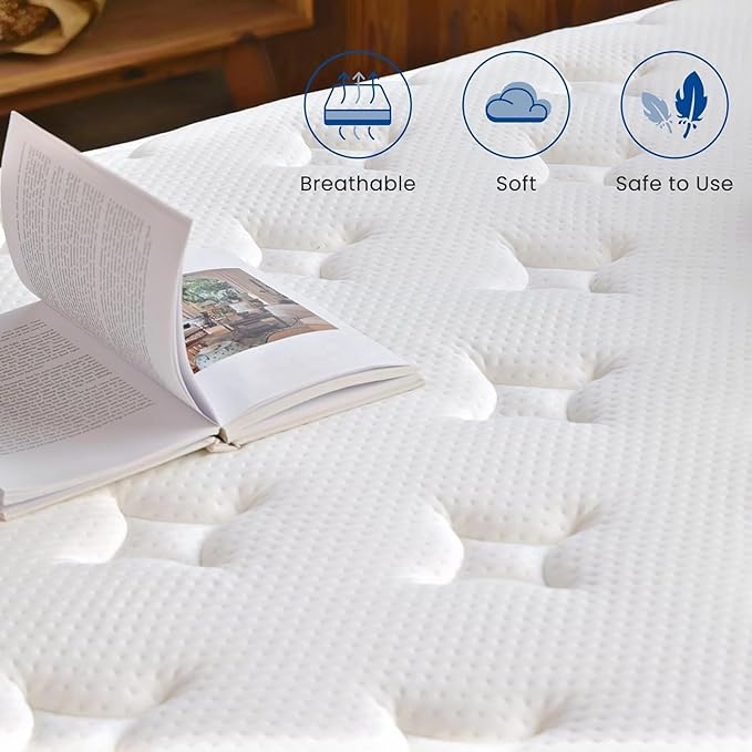 Twin Mattress 12 inch, Multi Layer Comfort Foam and Coil for Extra Back Support, Medium Firm Hotel Collection Hybrid Sleep System for Deep Relaxation, Breathable Bed Mattresses in a Box Twin Size