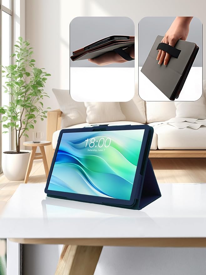 for FEONAL D126 11 Inch Android 14 Tablet CaseFolding Stand Protective Cover with Pencil Holder and Wrist StrapFull Protection Premium PU Scratch Resistant(Black)