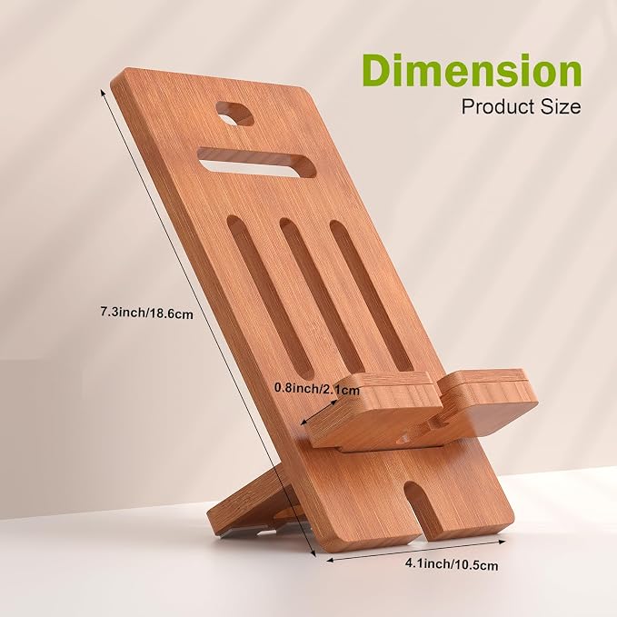 Pezin &amp Hulin Cell Phone Tablet Stand Bamboo Wooden Smartphone Desktop Dock Holder Compatible with Pad Tablet Mini E-Reader (Brown)