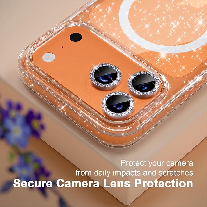 Choiche for iPhone 15 Pro Max Case Compatible with MagSafe Glitter Black | Women Girly Cute Glitter Sparkly Magnetic Phone Case with Diamond Camera Lens Protectors Military-Grade Drop Protection 6.7