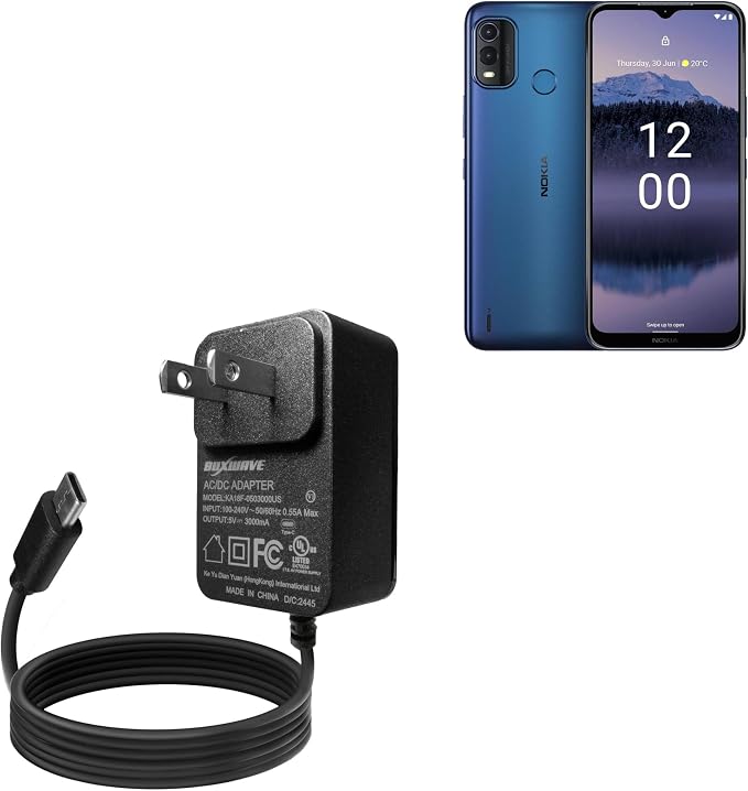 BoxWave Charger Compatible with Nokia G11 Plus - Wall Charger Direct (15W) Rapid Charge Your Device with Built-in 3ft Cable