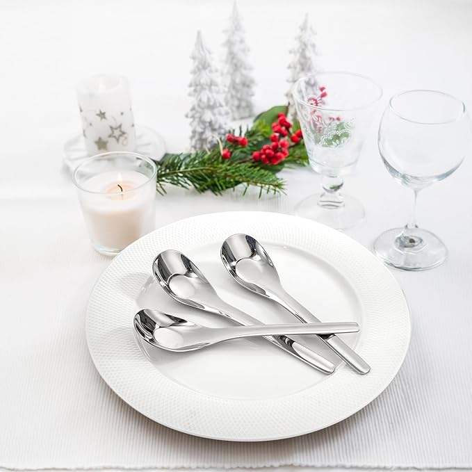 ZAVOOS 12 Pack Stainless Steel Soup Spoons, Premium Mirror Polished
