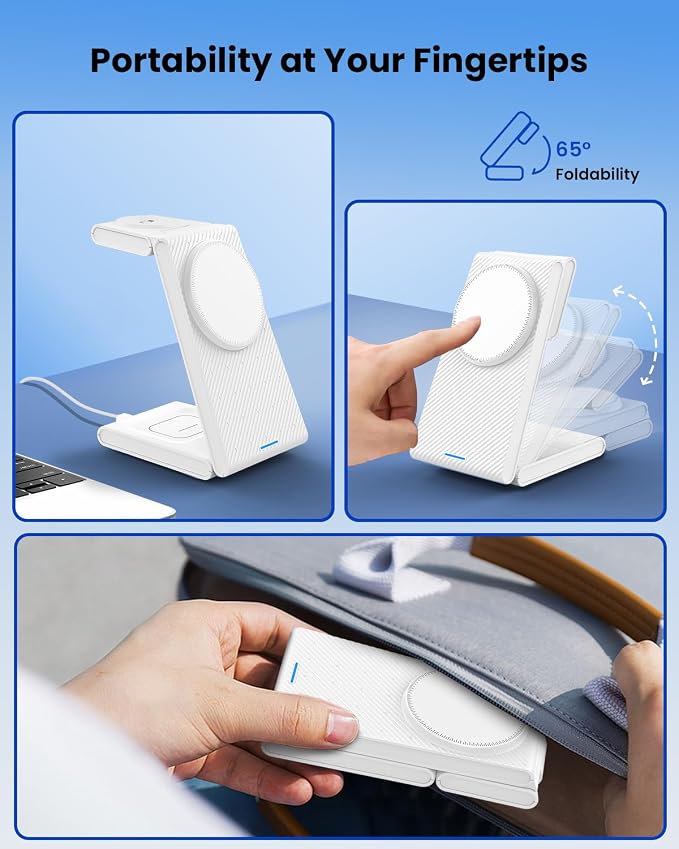 Wireless Charger Stand CIYOYO 3 in 1 Fast Wireless Charging Station Dock for Apple Watch 11/9/8/7/6/SE/5/4/3/2 Airpods 3/2/Pro iPhone 17/16/15/14/14 Plus/14 Pro Max/13/13 Pro/12/12 Pro/SE/X/XR/XS/8