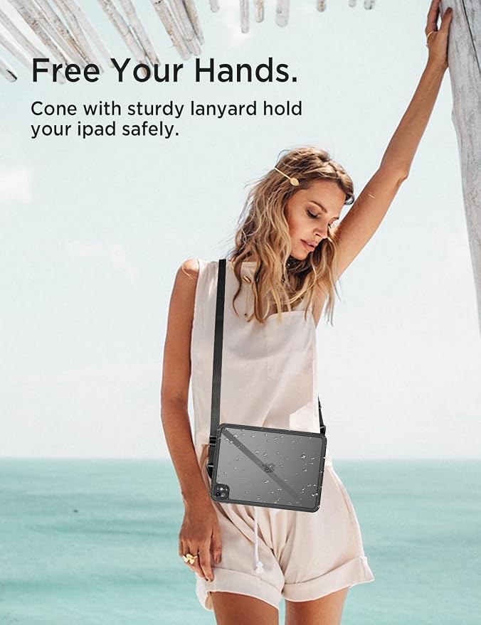 Miimall Leather Case for iPad Pro 13 Inch 2025/2024(M5/M4) with Pencil Holder [Magnetic Back Cover] [Multi-Angle Landscape&ampPortrait Viewing] [360°Rotating Magnetic Stand] Non-Slip Folio Cover Bl