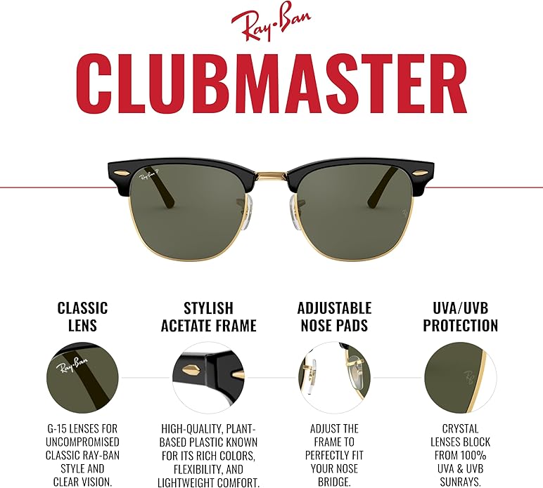 Ray-Ban RB3016 Clubmaster Square Sunglasses