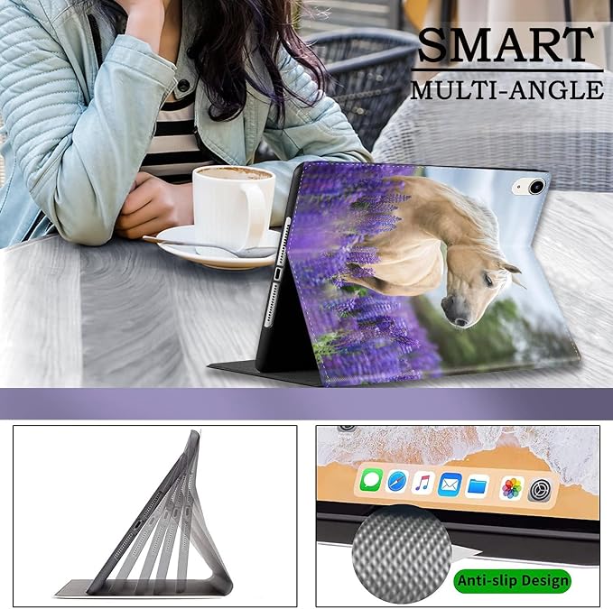 Case for iPad (A16) 11th Generation 11 Inch 2025 / iPad 10th Generation 10.9 Inch 2022 Ultra-Thin Multi-Angle Protective Cover with Auto Sleep/Wake A Dark Horse