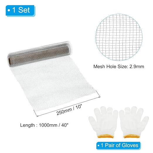 PATIKIL 40"L x 10"W Woven Wire Mesh, 8 Mesh 304 Stainless Steel Air Vent Filter