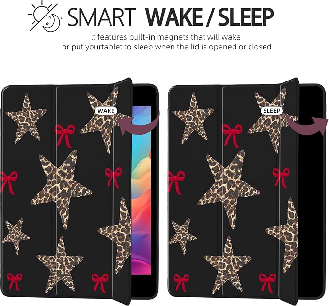 Joyland Leopard Print for iPad 10th Generation Case 10.9 inch 2022/iPad (A16) 11th Gen 11 2025Built-in Pencil Holder with Shockproof Cover Clear Transparent Back Shell Auto Wake/SleepBlack