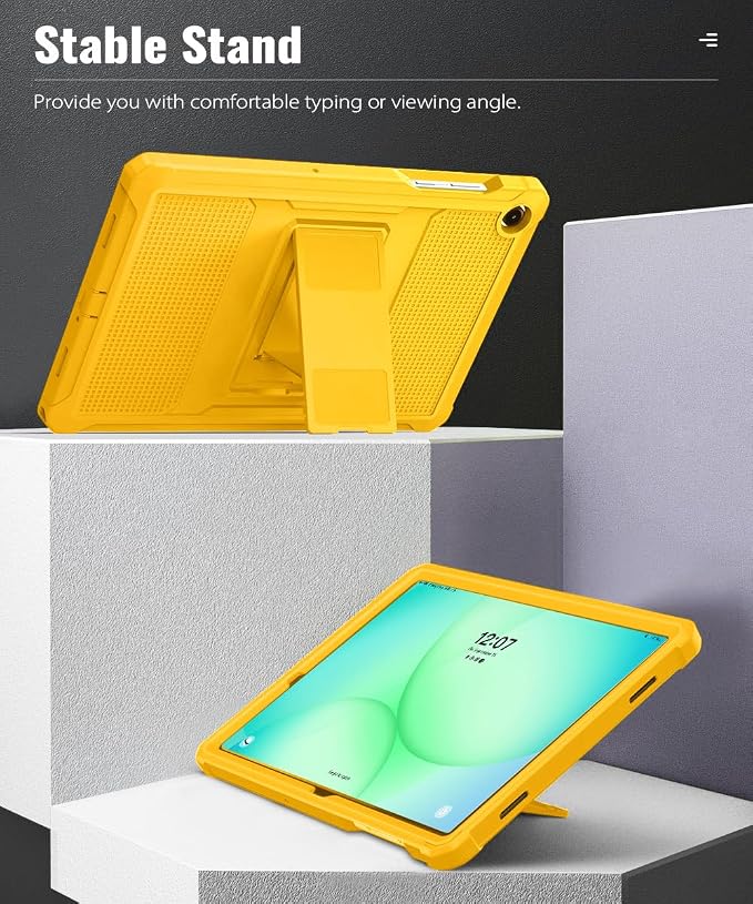 MoKo Shockproof Case Fit Samsung Galaxy Tab A11+ Plus/ A9+ 11 Inch | Full Body Rugged Stand Back Cover with Built-in Screen Protector for Galaxy Tab A11+/ A9+ Tablet Light Gray